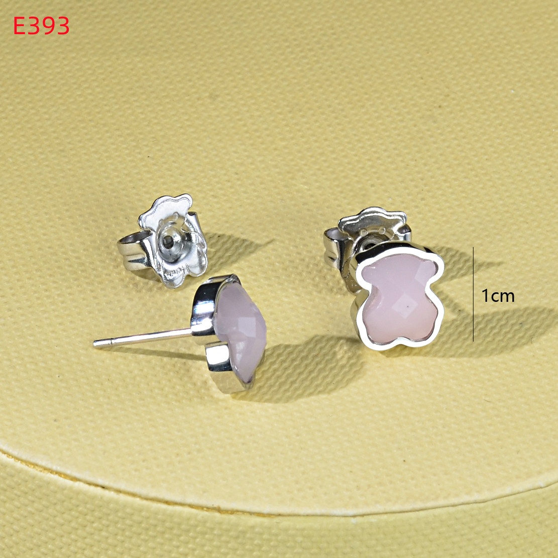 Fashion Women Girls Bear Silver Rose Gold Stainless Steel Small White Black Pink Green Glass Zircon Heart Animal Span Stud Earrings Jewelry