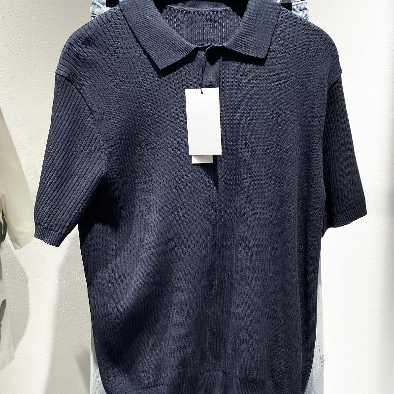High-quality products Men Summer Knit Polo Shirt Solid Color Turn-Down Collar Short Sleeve Slim Fit Casual Micro Stretch Tops for Daily Wear