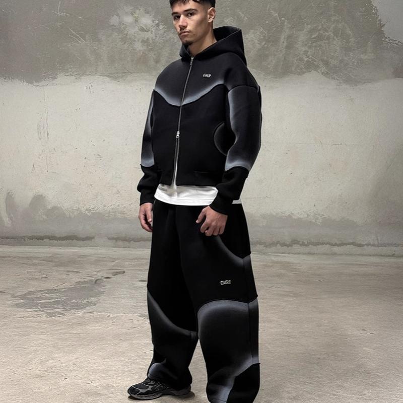 Designer surdimensionné hommes femmes unisexe américain rétro dégradé zippé sweat à capuche cardigan sweat-shirt lâche streetwear impression 3D v