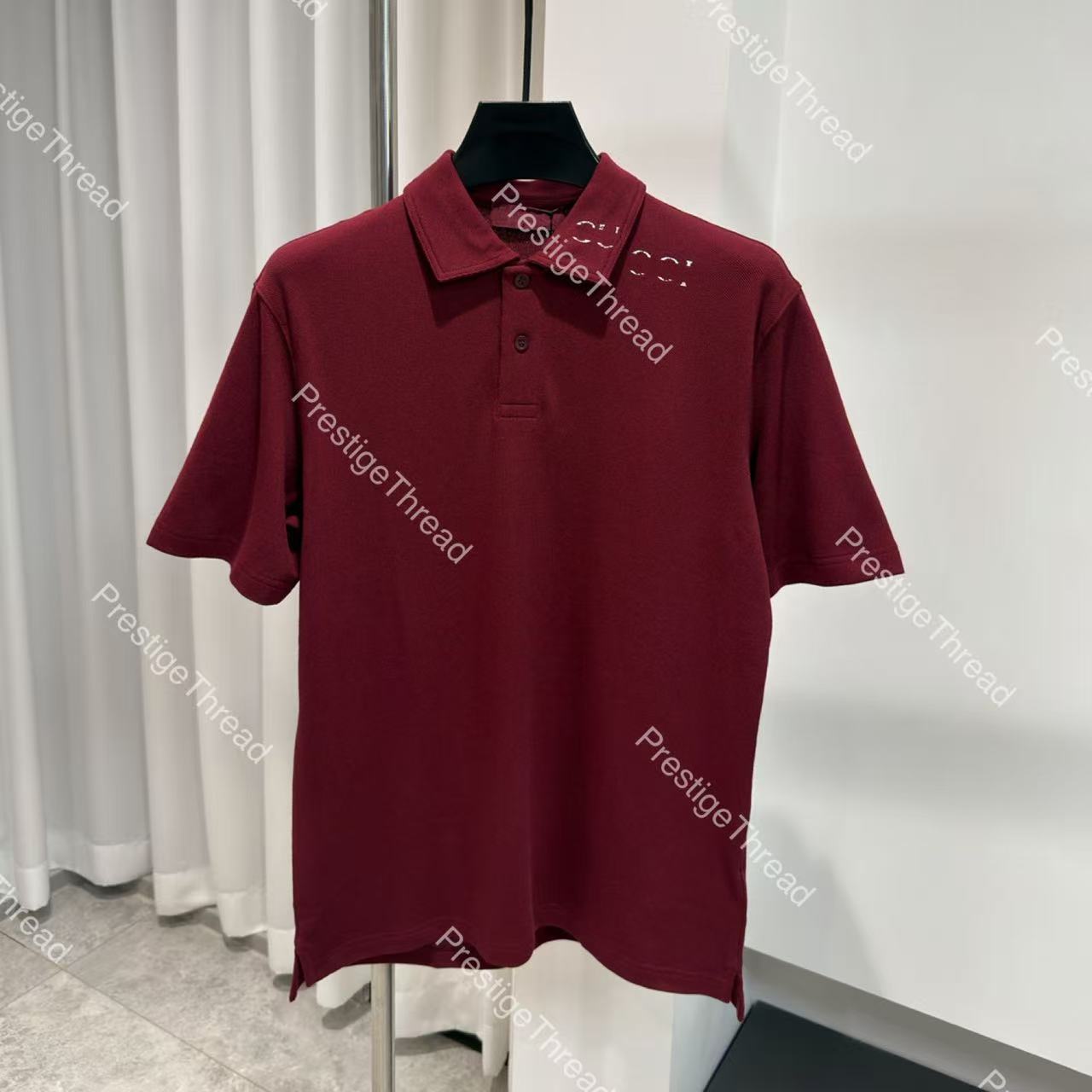 High-Quality Designer Men's Polos, Pure Cotton, Printed Collar Logo Letters, Men's Short Sleeve, Blue and Red, Plus Size Men's Wear