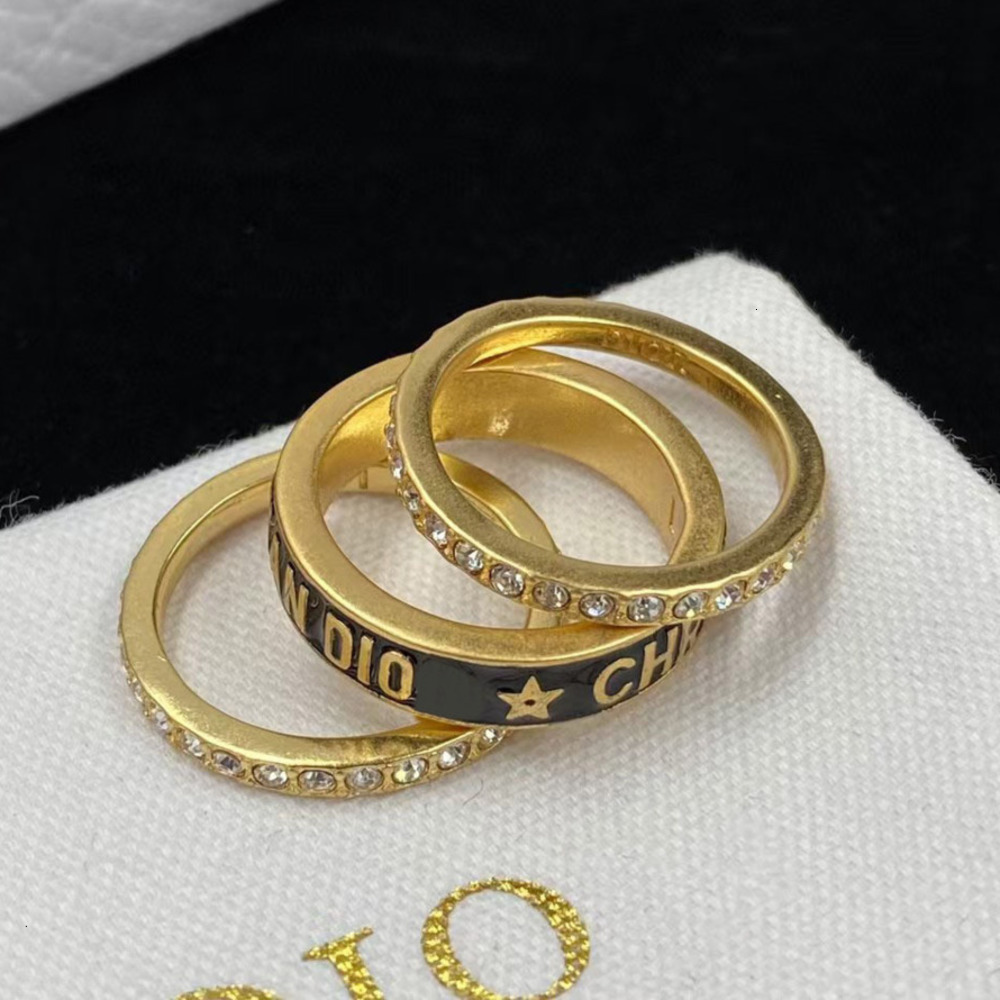 Band Rings Band Rings Desinger High Quality Three piece Rings with diamond designer rings Women enamel letters Luxury Band rings Designer