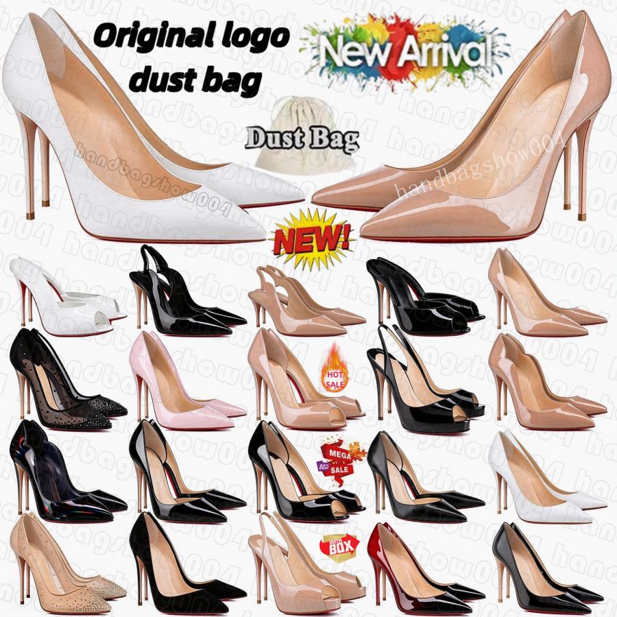 Chaussures habillées à talons hauts pour femmes de créateurs de fond rouge Pigalle 100mm Pompe en cuir verni noir Pigalle Follies Nude Hot Chick