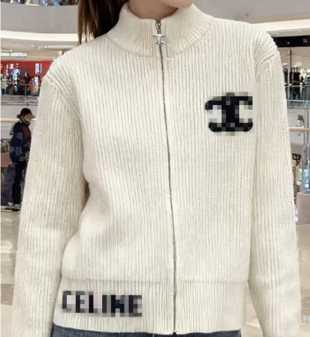 Designer knitted sweater, women's letter-embroidered high-neck knitted cardigan top, new designer sweaters