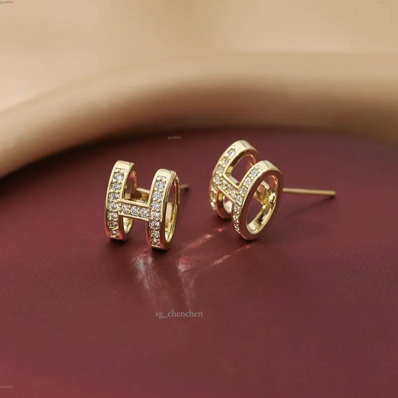 Ensemble de lettres H en argent Sterling 925, petit et Simple, exquis, avec boucles d'oreilles creuses en diamant, bijoux cadeau d'anniversaire
