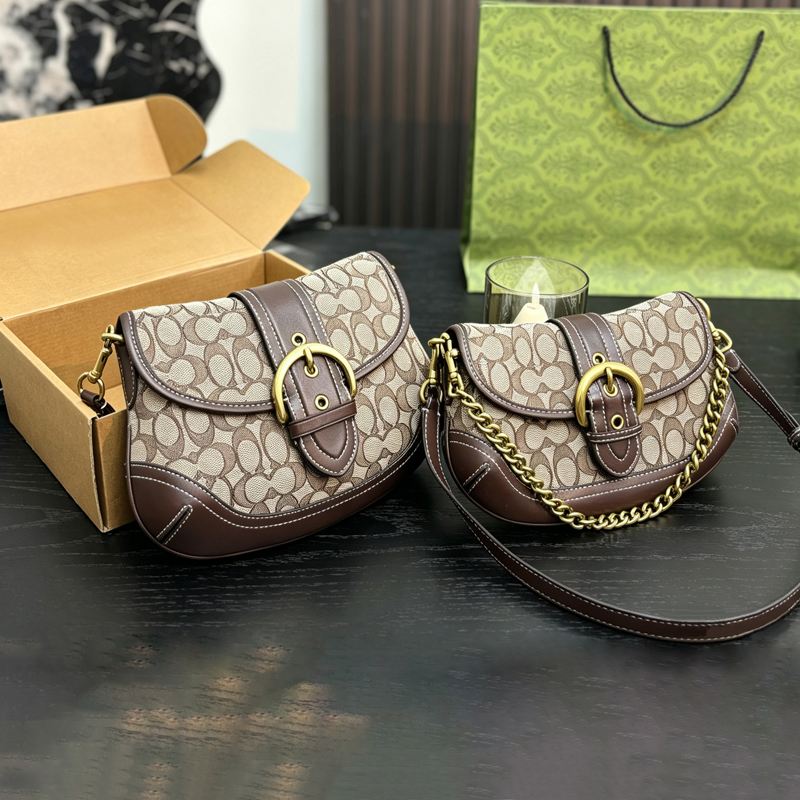 designer bag tote bag bag for women saddle bag Women Vintage Motorcycle Underarm Bag Retro Metal Buckle Crescent Shoulder Bag Handbags purse wallet