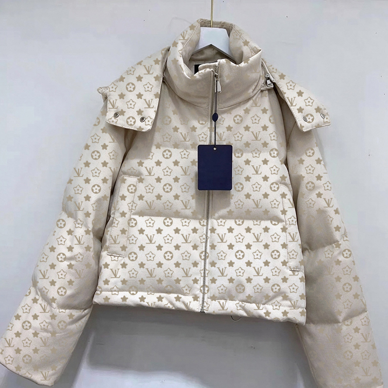 Femmes Doudounes Designer Manteau d'hiver Denim Doudoune Mode À Capuchon Court De Luxe Parka Tops Lettre Fleurs Chapeau Détachable Chaud Décontra