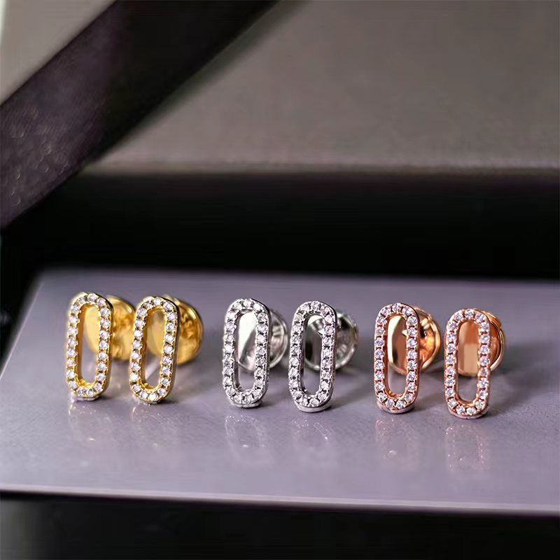 Brand Charm Earrings For Women High-Quality 18K Gold Full Diamond Luxury Jewelry Designer Earrings