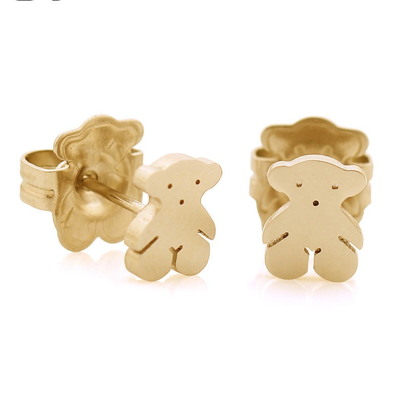 Mode chaude femmes hommes ours argent Rose or acier inoxydable Simple givré dessin animé Animal Span boucles d'oreilles bijoux