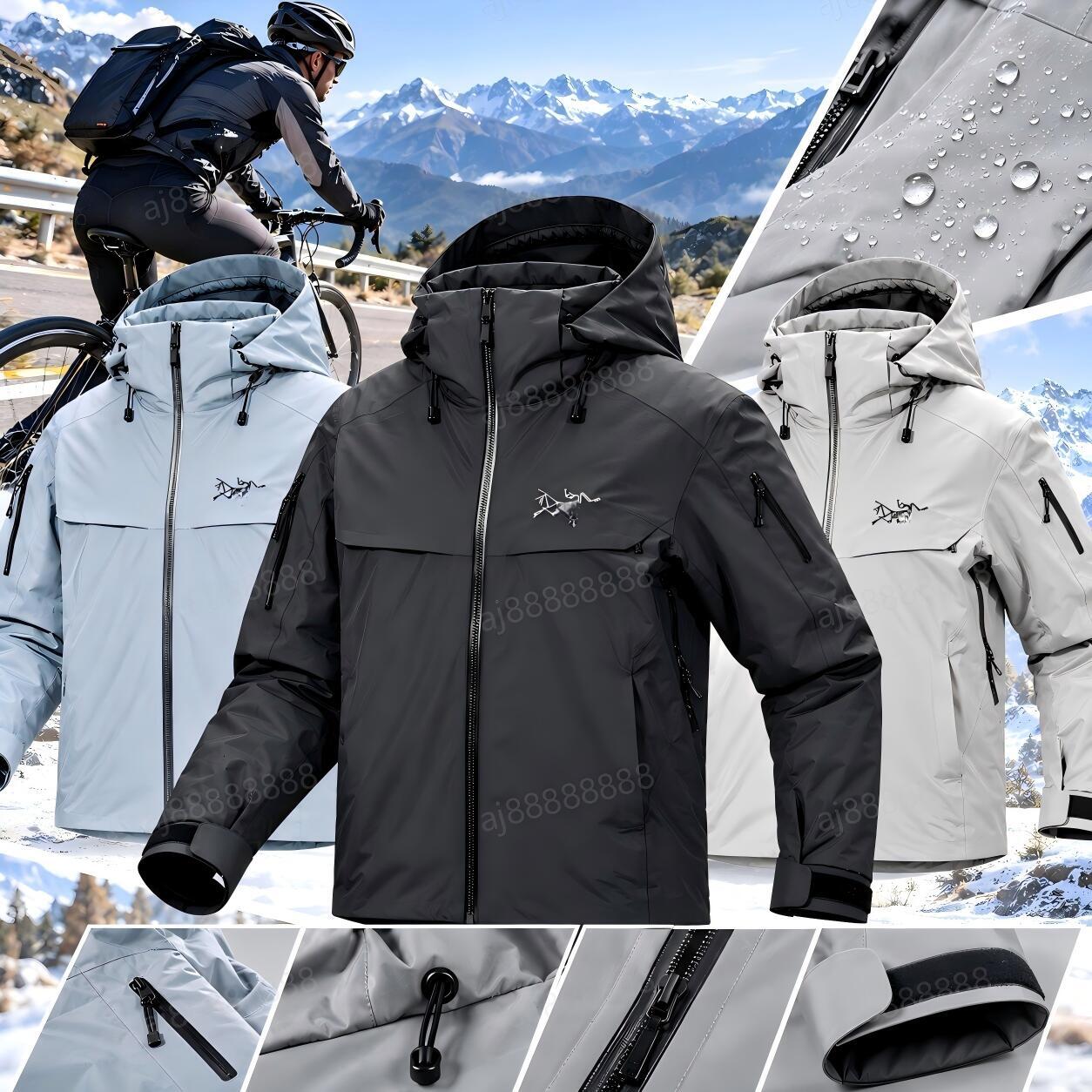 Arcteryxilly Unisex Waterproof Cycling Jacket Windproof Breathable Lightweight Hooded Full Zip Outdoor Bike Riding Sports Top