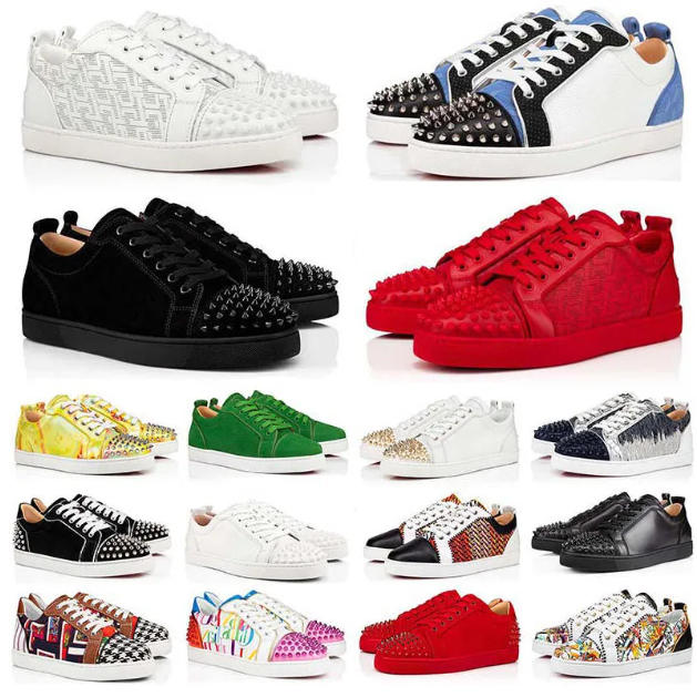 Designer shoes red bottoms mens womens Fashion Sneakers Black White Leather Splike tripler Loafers Vintage Plate-forme Luxury Trainers