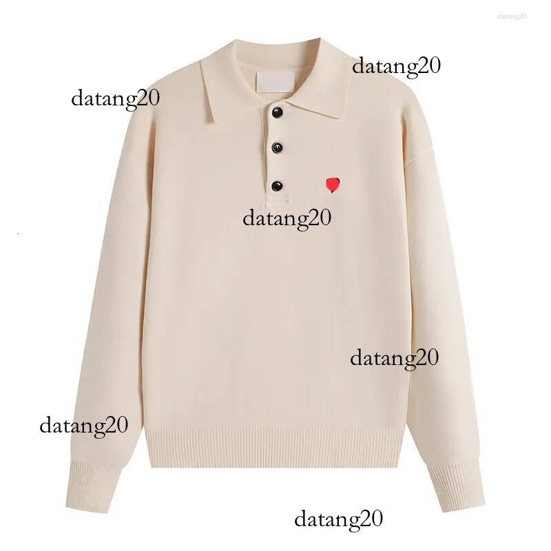 Amiheart Sweater men Women's Korean Fashion Heart Amie Pari Pattern Roundd Neck Knitwear sweatshirts Luxury Brand love sweater A line Small Red