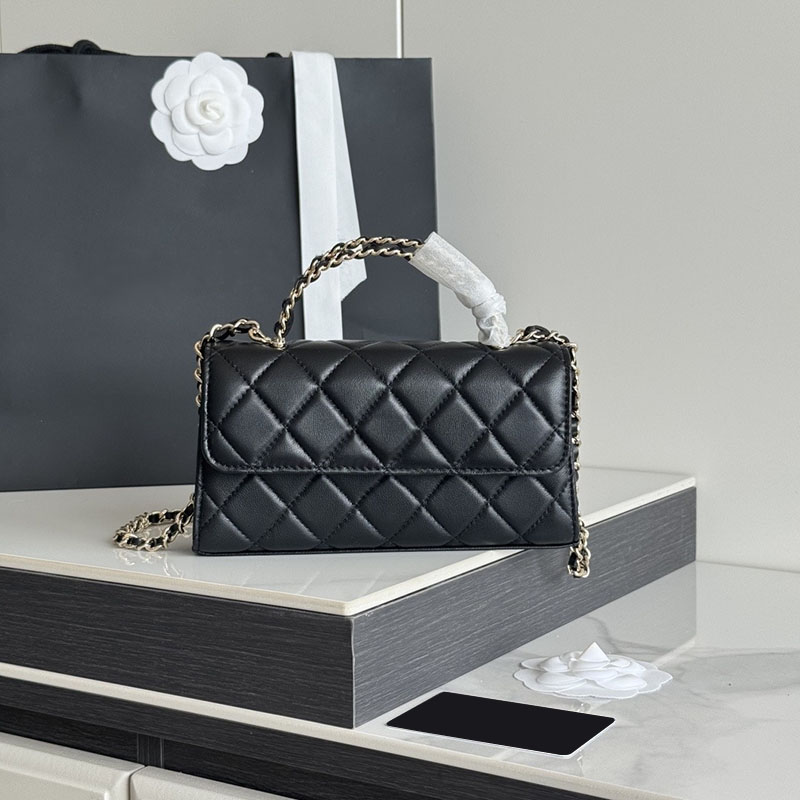Hottest Caviar Cowhide Genuine Leather 12A Mirror Quality Mini Handbag Designer Bags for Women Shoulder Bag Luxury Black Tote Bag Flap Top Handle Cr