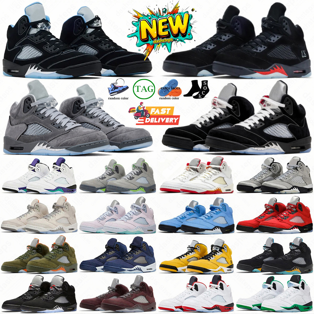 With box Designer 5 Men Basketball Shoes 5s New Halloween Wolf Grey Silver Laney University Blue cat Black Metallic Lucky Green Fire Red Sneaker