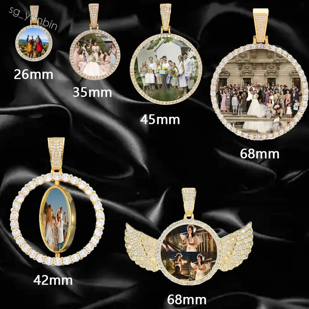 HHIOK personnalisé colliers cercle chaîne photo personnalisé diamant mémoire pendentif avec Po Wing cadeau pour hommes femmes 251024 chaud