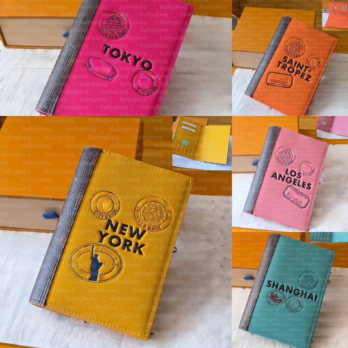 Luxury New York Passport Cover Designer City Guide Collection Passport Women Cowhide Leather Ard Holder Wallet Embossed Stamps Mens Wallet Purse M29