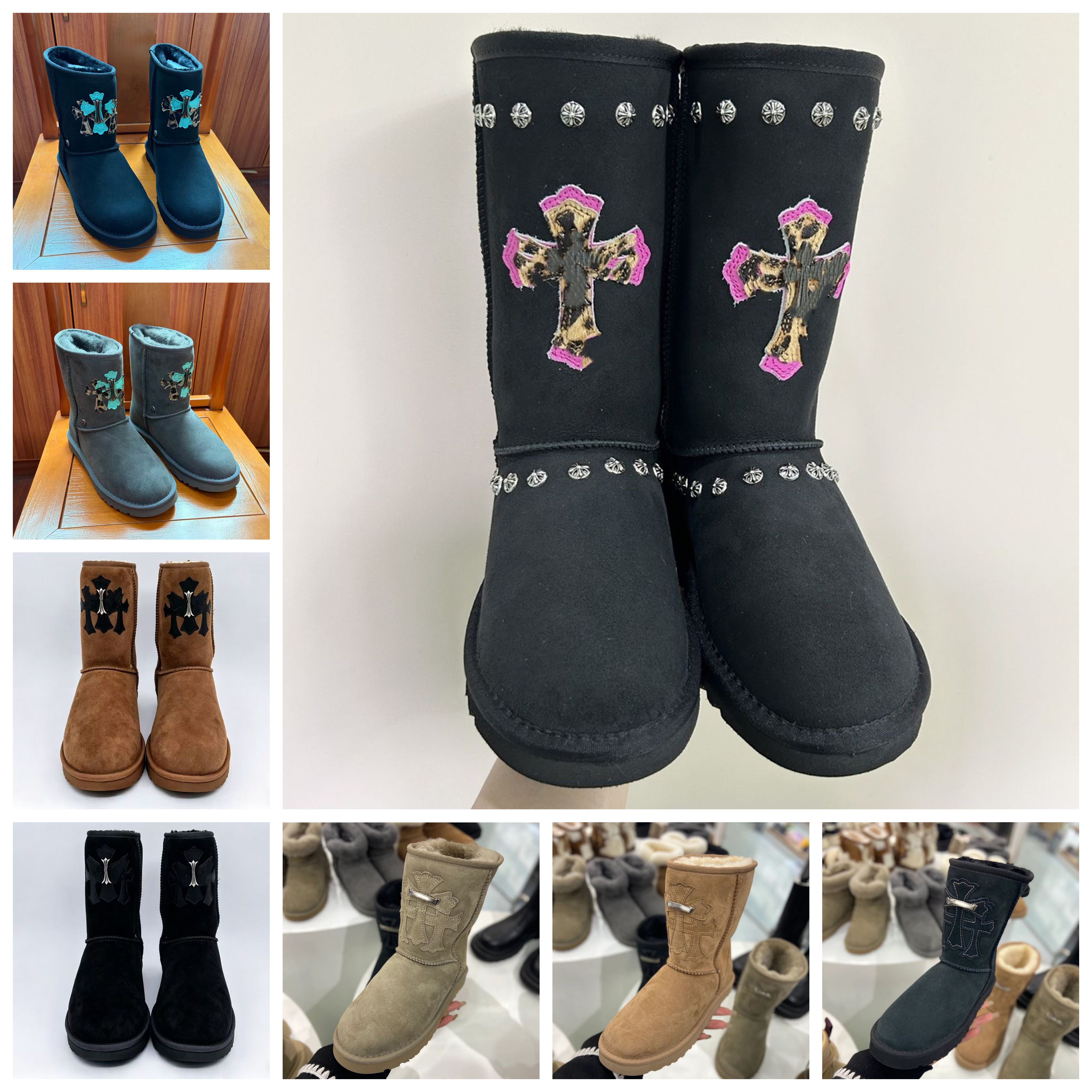 Designer boots Luxury Snow Booties Neutral Platform Boots Fur Slipper Australian Chestnut Women Winter Keep Warm Sheepskin Suede Short boots