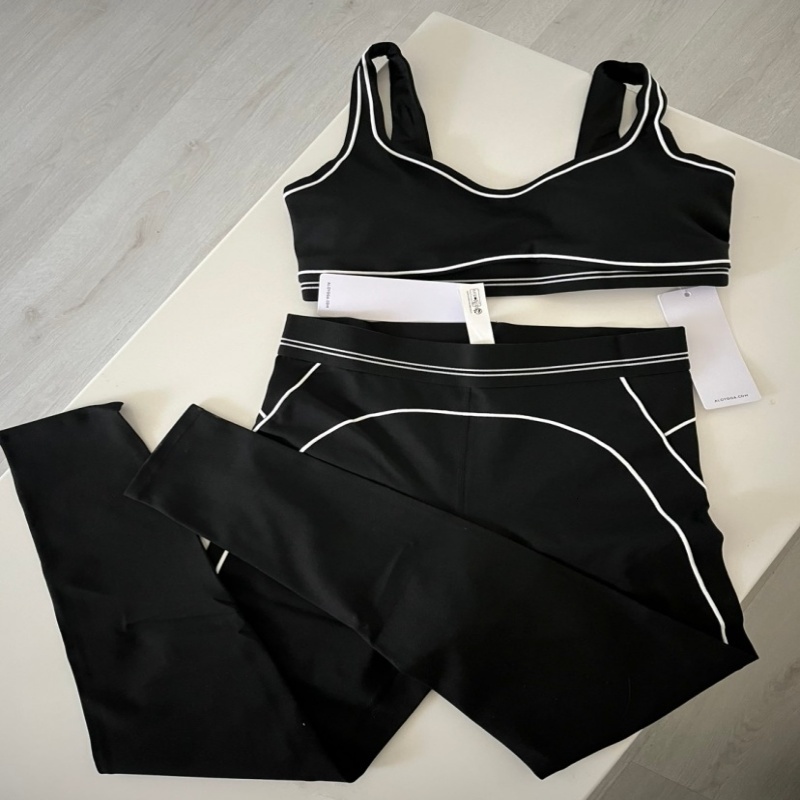 Yoga Set Tops Sports Clothing Bra Leggings High End White Striped Low Back Dance Outfits Summer Running Fitness Pilates yogasets alosetismly women c