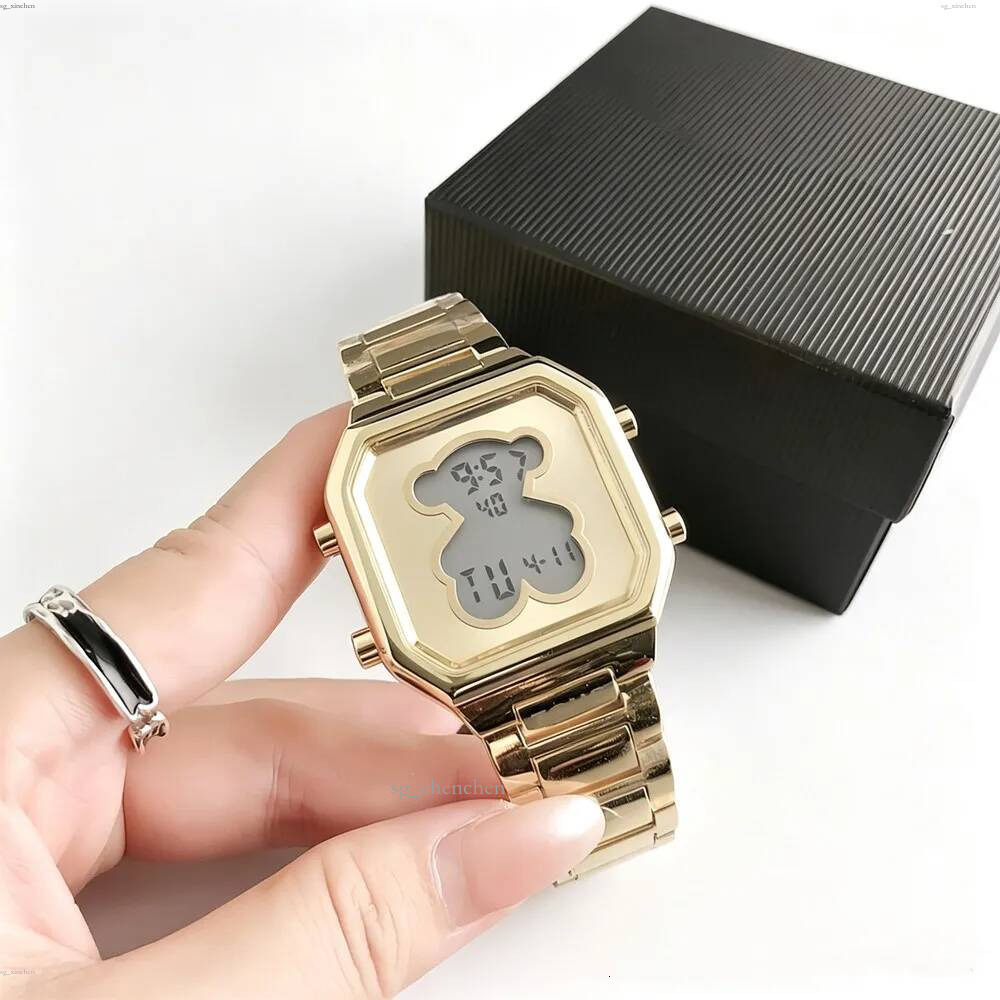 Fashion Women Men Silver Rose Gold White Stainless Steel Animal Electronic Watch Letter Square Bracelets Pulsera Span Jewelry