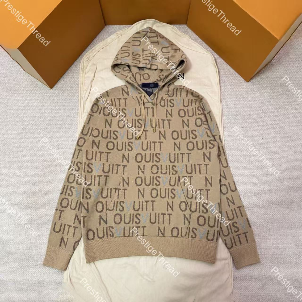 ss26 Letter All-Over Jacquard Knit Hoodie Designer Men's Hoodies & Sweatshirts Casual Sports Sweatshirt