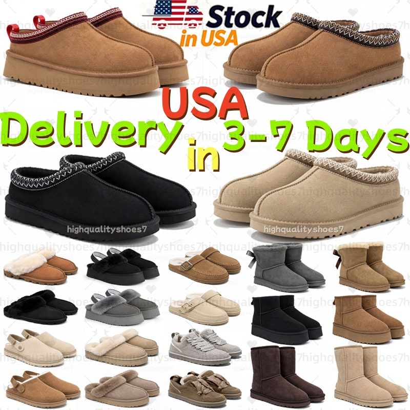 Tasman Slippers Women Tazz shoes Designer Snow Boot Winter Sheepskin Boots Ladie Platform Fur Slippers Womens Classic Ultra Mini Suede Wool Ankle Bo