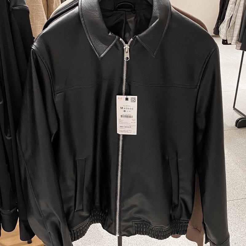 Veste ample en Faux cuir pour hommes, Design, col à revers, fermeture éclair, longue, décontractée, coupe-vent, vêtements d'extérieur pour printe