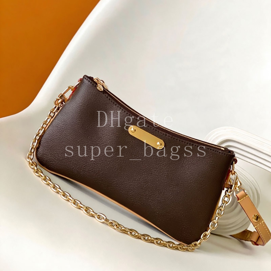 Pochettee Livv Clutch Handbag 24.5CM Luxury Master Quality Monogram Coated Canvas Designer Shoulder Chain crossbody Evening Bag with Gift Box LL01A