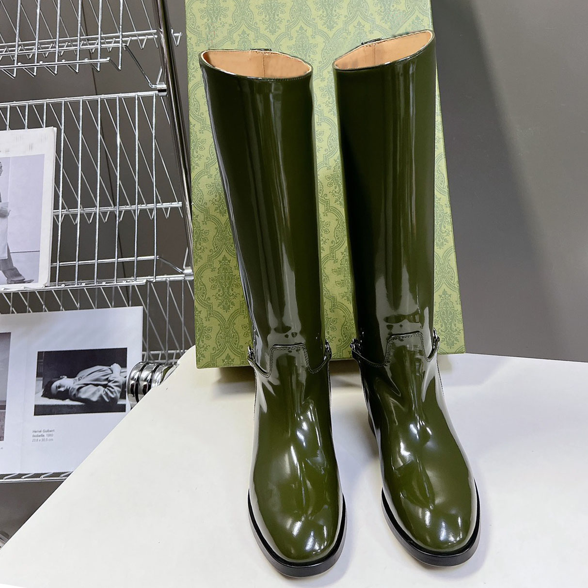 Women Tall Equestrian Riding Boots, Polished Patent Cow Leather Handmade Boots, Luxury Fashion Knee Boots, Autumn Winter Trendy Shoes for Streetwear