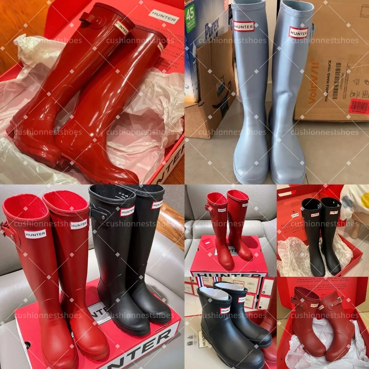 Winter Hunters Womens Mens Designer Red Rain boots Luxury Wellies High quality Anti Slip Rubber Wellington Boot Black Shoes Cool Rainboots Red Marti
