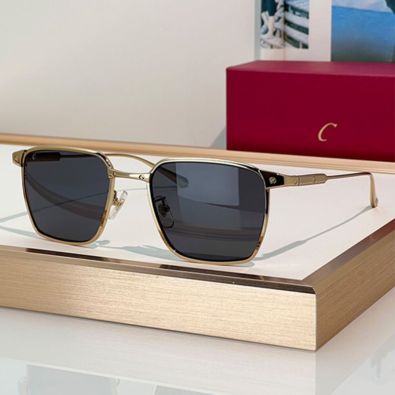 Screw Designer Rectangular Sunglasses CT0614O Fashionable Mens Womens Metal Frame Grey Nylon Lens Leisure Outdoor Camping Beach Luxury Sunglasses