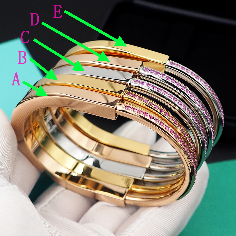 Lock bangle stainless steel gold plated bracelet with Czech crystal designer man for woman Gold plated 18K TOP quality 034