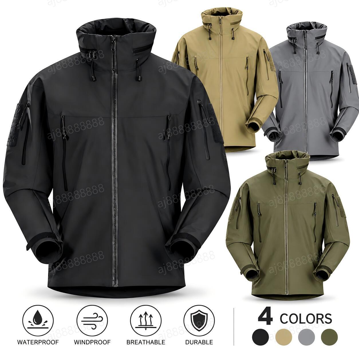 Arcteryxilly Unisex Tactical Waterproof Outdoor Jacket Windproof Breathable Hooded Durable Full Zip Hiking Camping Shell Coat