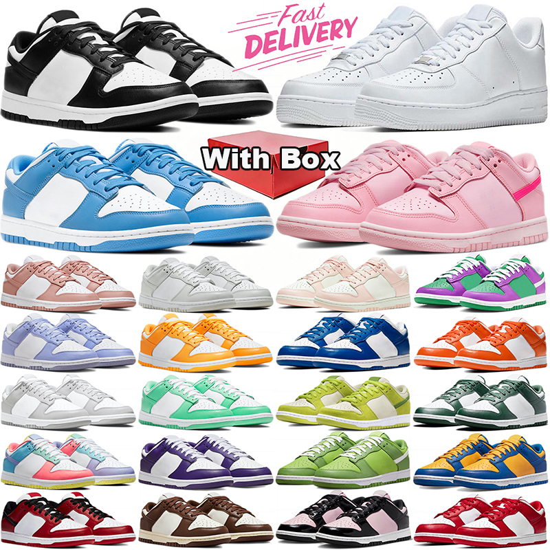 with box running shoes white triple pink black panda unc mens trainers men womens outdoor sports sneakers