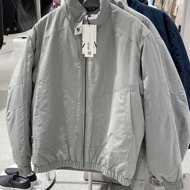 Design Seller Veste rembourrée décontractée à col montant pour homme, couleur unie, coupe ample, imperméable, fermeture éclair, manteau en coton