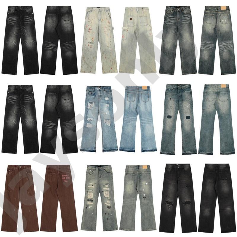 ERD hommes Vintage lavé en détresse déchiré jean ample jambe large Baggy Denim pantalon Hip Hop Streetwear ENFANTS richesses pantalon