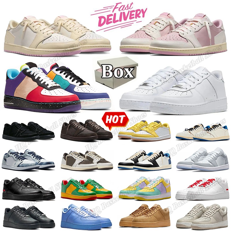 Designer 1s Shoes 1 Low One Sneaker With Box Casual Trainer Tropical Pink Shy Triple White 2026 What The LA Shoe Women Men Outdoor Sports Running Sn