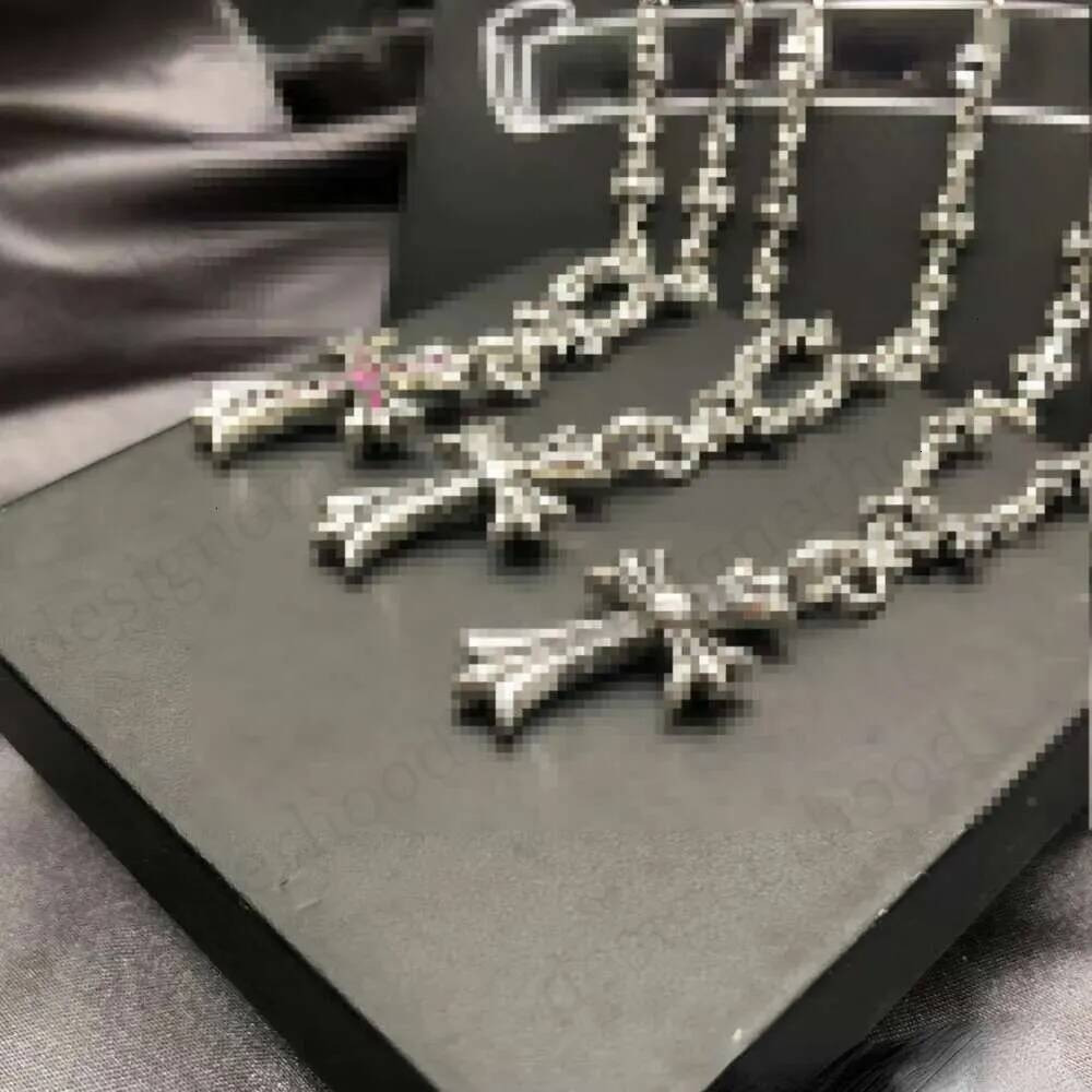 designer 3xcy pendant necklaces cross new vintage with pink couples black chain white diamonds necklace jewelry unisex christ''chrome&#