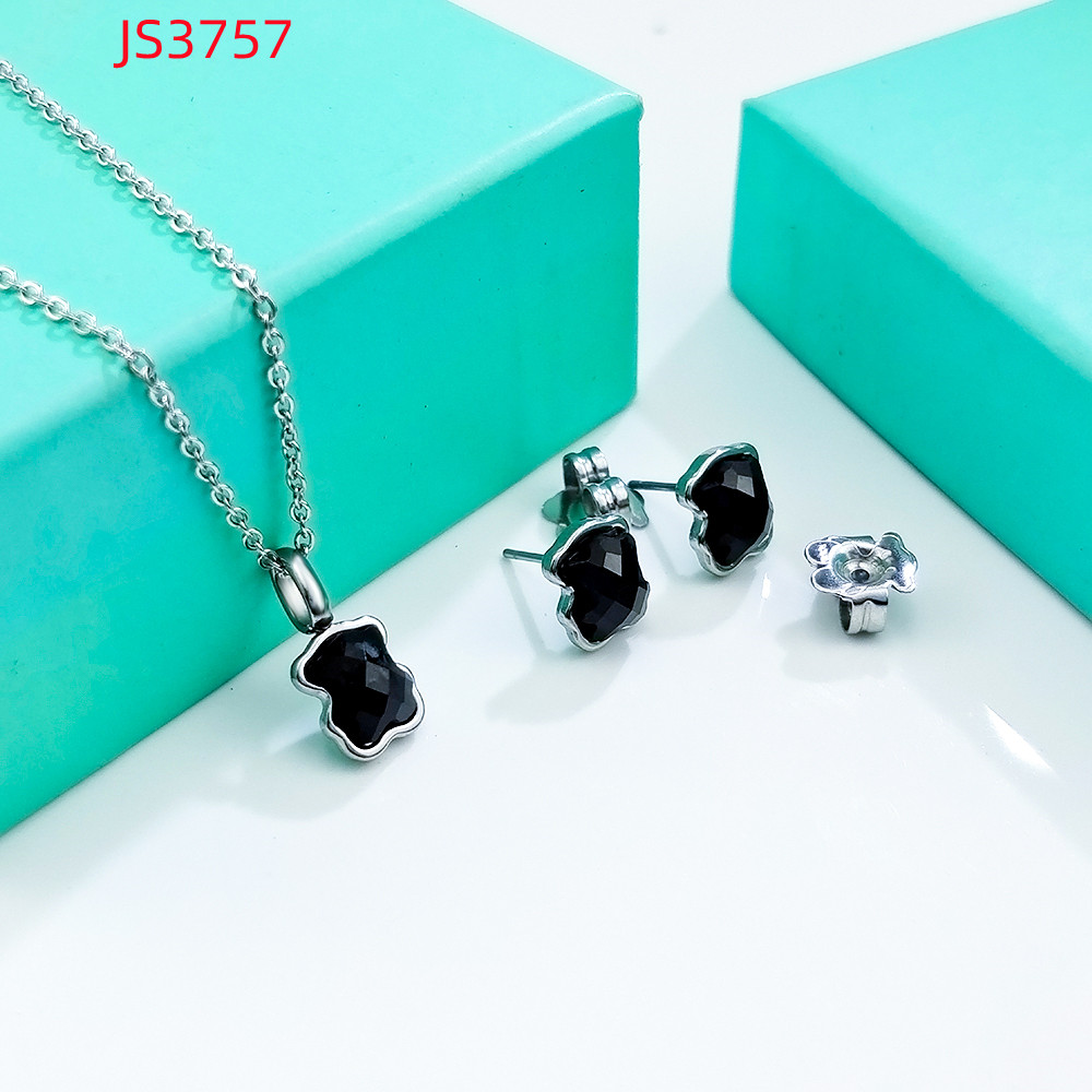 Mode femmes hommes argent or acier inoxydable ours vert noir blanc marron verre rose pendentif boucles d'oreilles ensembles bijoux