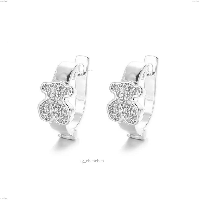 Mode femmes hommes ours argent Rose or acier inoxydable cuivre couleur Zircon Animal lune portée cerceau boucles d'oreilles bijoux