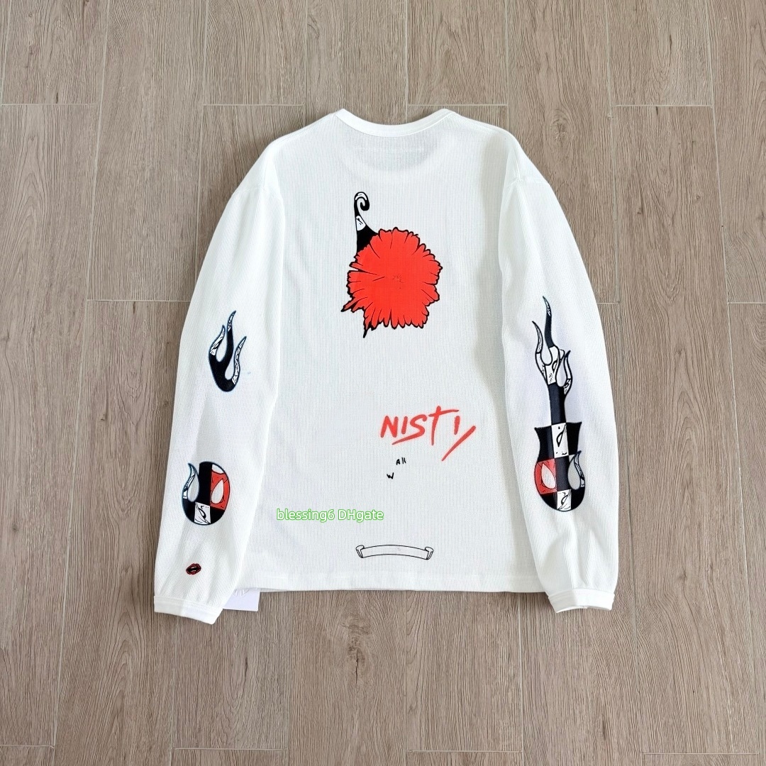 Designer men's sweatshirt waffle knit long sleeved T-shirt round neck half cardigan women's top loose fitting pullover hip-hop street wear