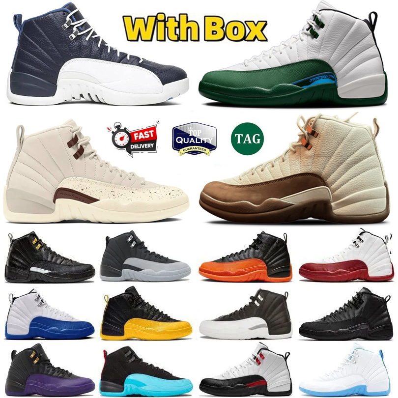 With Box Designer 12 12s Basketball Shoes Fireside Obsidian Egg Nog Bloodline Red Taxi Flu Game Royal Blueberry University Blue Wolf Grey Men Women