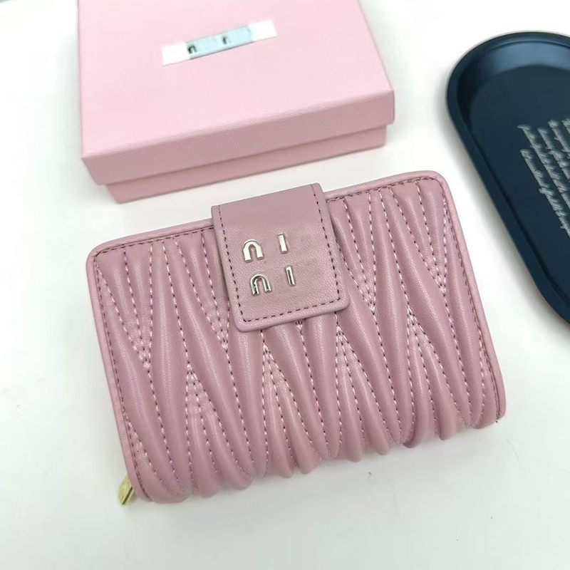 Designer Short Wallets Woman Card Holder Luxury Real Lambskin with Letter Coin Purse