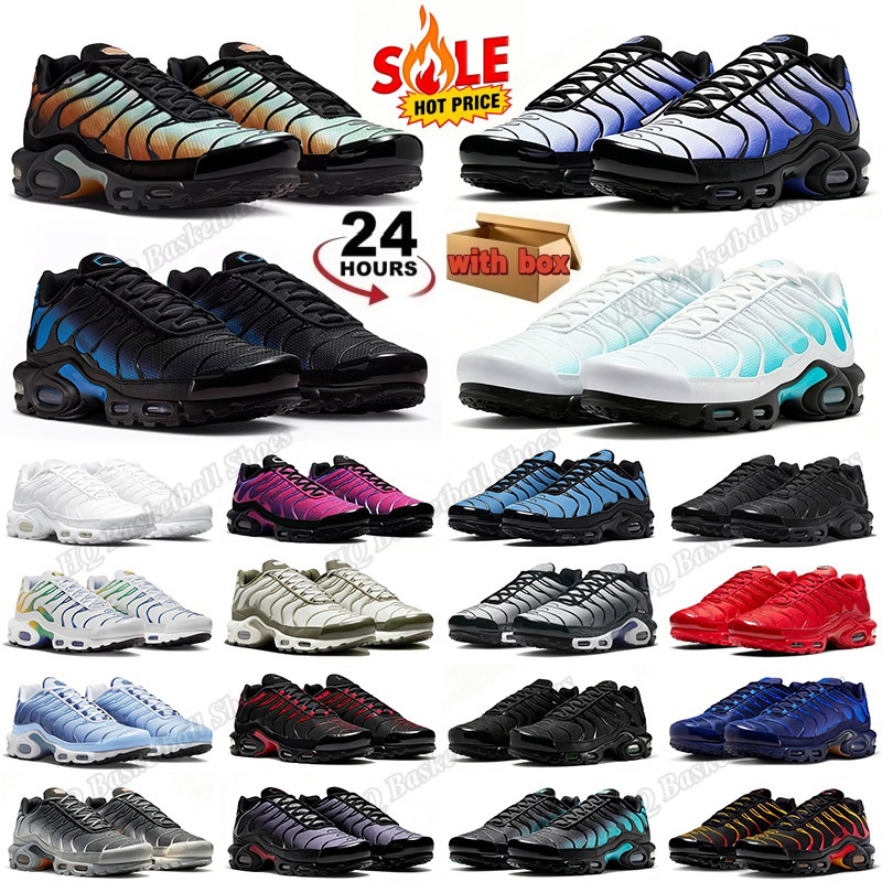 With Box Tn Tns Plus Sneakers Designer Running Shoes Men Women Comfortable Mesh Tennis Breathable Sneaker Black White Obsidian Durable Trainers O