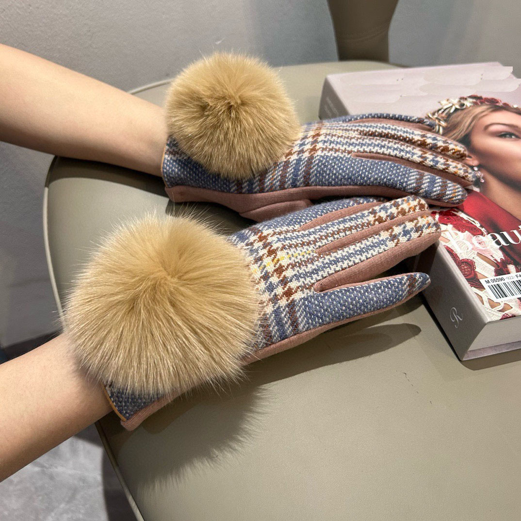 Designer fashion casual gloves women's autumn and winter four colors fleece-lined touchscreen gloves warm windproof gloves