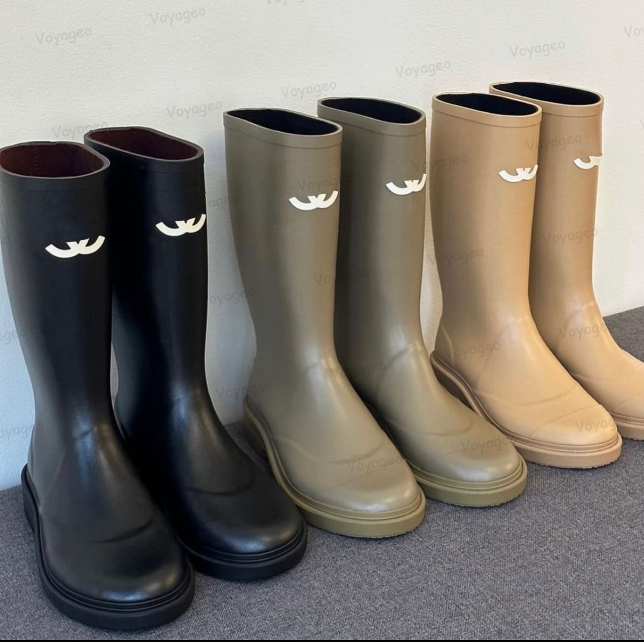 Rain Boots Designer CC Rain Boots Women Luxury Boot Rubber Fall Winter Summer Knee High Quality Slip Wellies Boots Casual Waterproof Footwear Cowboy