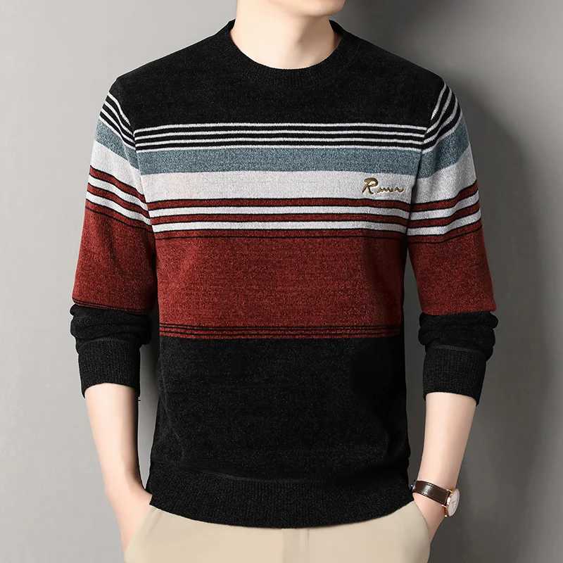 Men's Sweaters Winter Thick Mens Sweater Fashion Round Neck Pullovers fl1 Lined Autumn Knitwear Father Sweaters Men's Clothes D261009