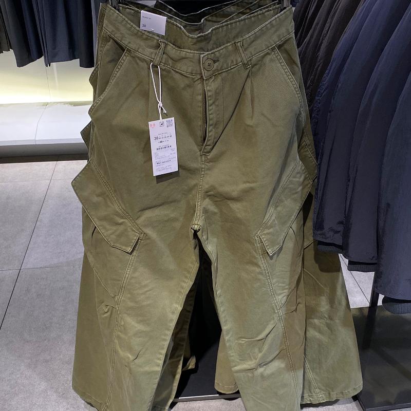 High-Quality Merchandise Men's 100% Cotton Cargo Pants Multi-Pocket Loose Wide Leg Straight Washed Casual Trousers Spring Daily Wear