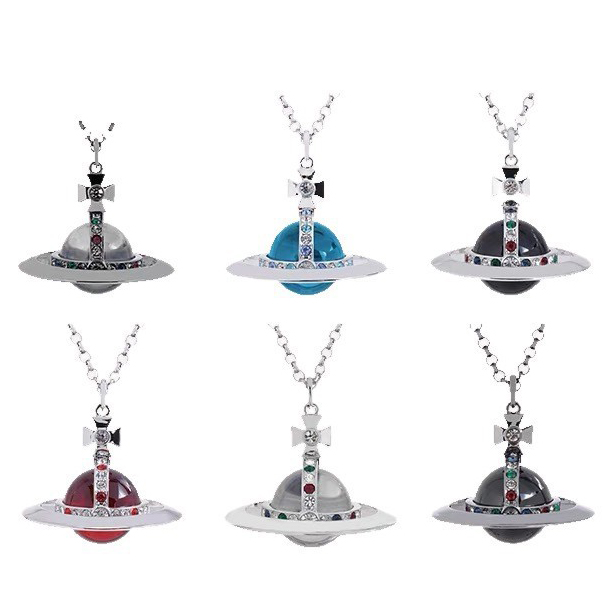 Unique Designer Zircon Decorated Silver Plated Planetary Pendant Necklace Exquisite High End Gift Suitable For Ladies Party Elegant Matching Jewelry