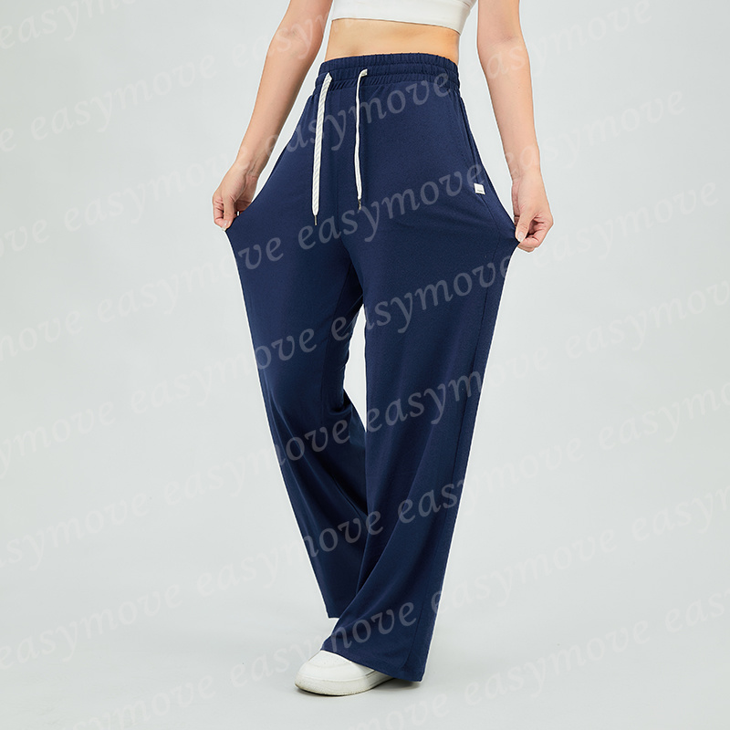 VUPantalon de jogging à jambes larges pour femme, coupe ample avec cordon de serrage, pantalon athlétique avec poches latérales pour l'entraîneme