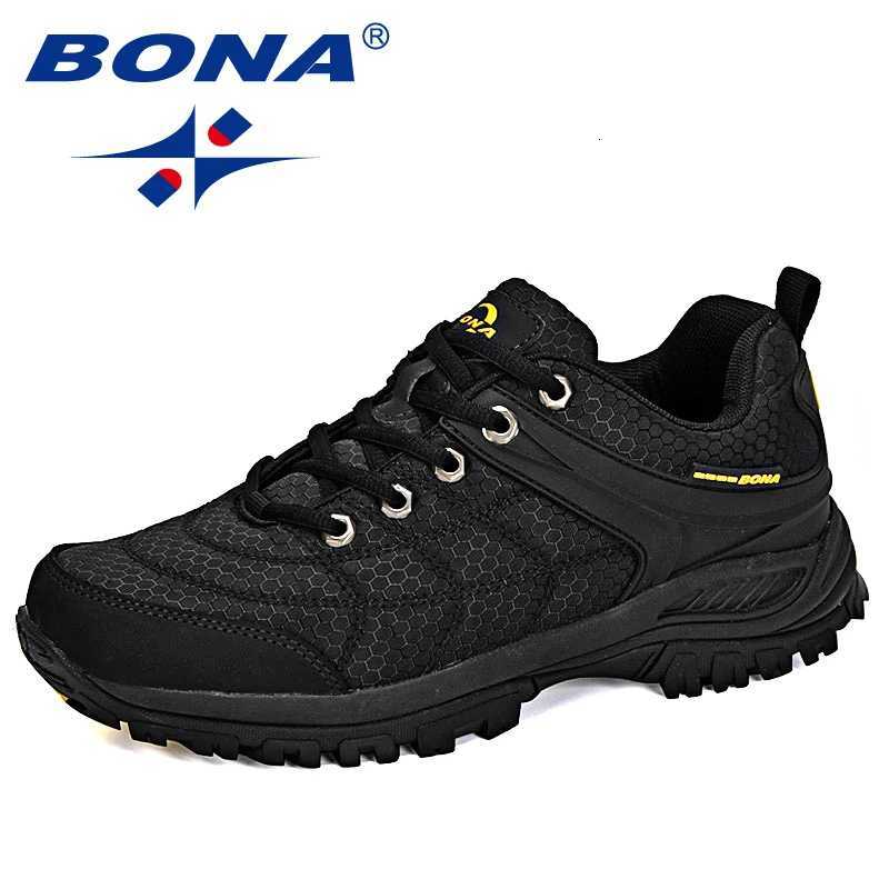 Outdoor Shoes Sandals BONA New Designers Popular Hiking Shoes Man Nubuck Leather Mesh Outdoor Men Sneakers Climbing Shoes Men Sport Shoes Trendy Q26