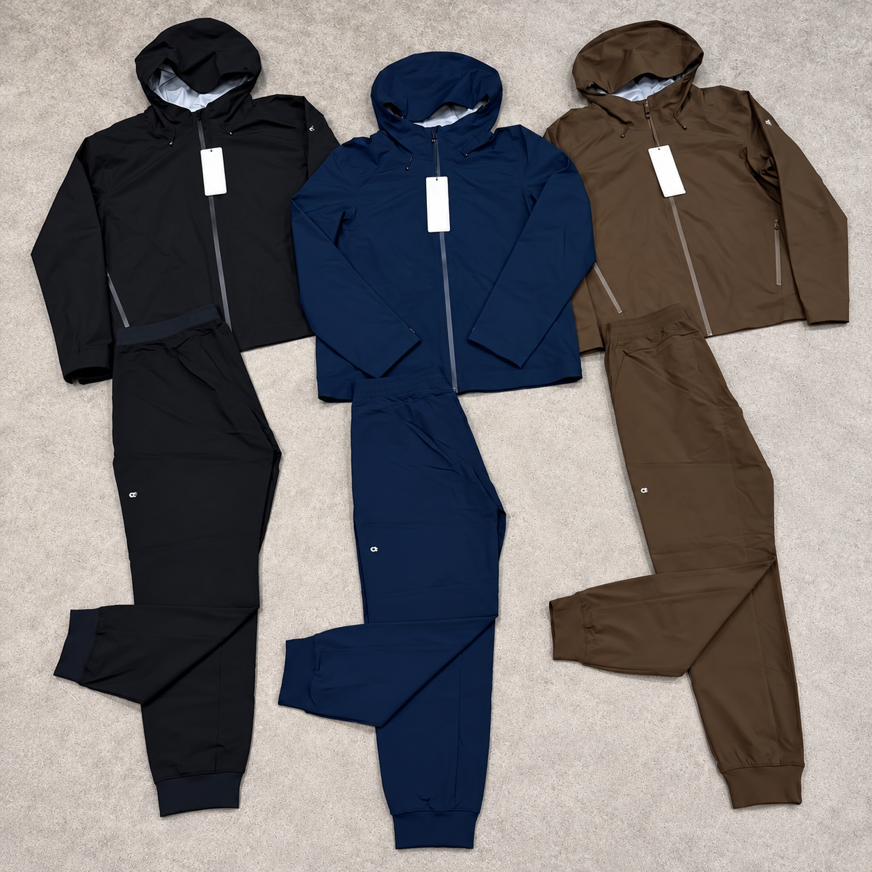 Alpha Shell Jacket Pant Men Outdoor Long Sleeve With Hood Sweatshirt Quarter Zipper Set Women Sweatpants Seam Sealed Waterproof Windproof Breathable